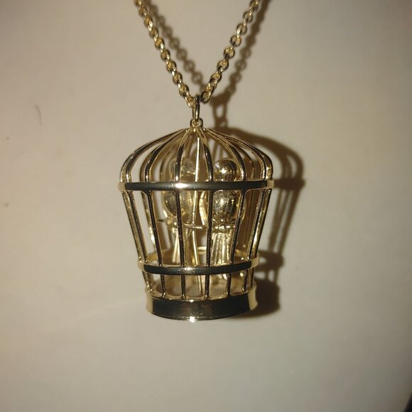 Kate Spade Gold Tone Birdcage Pendant Necklace Chain 32 Inch Drop Length - Picture 1 of 10